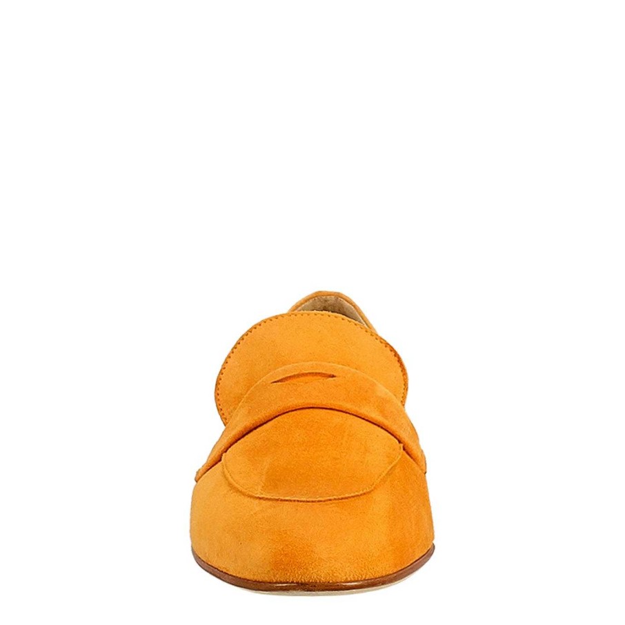 Leonardo Women'S Bag Moccasin In Orange Suede