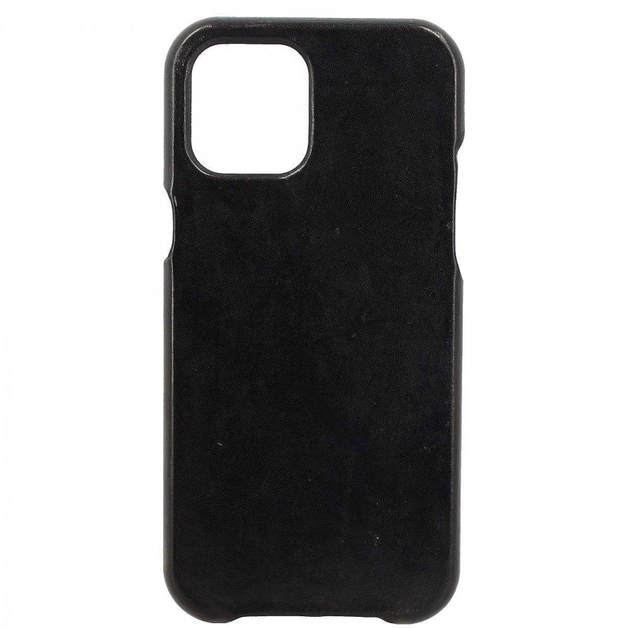 Leonardo Iphone Cover In Hand-Buffed Black Leather