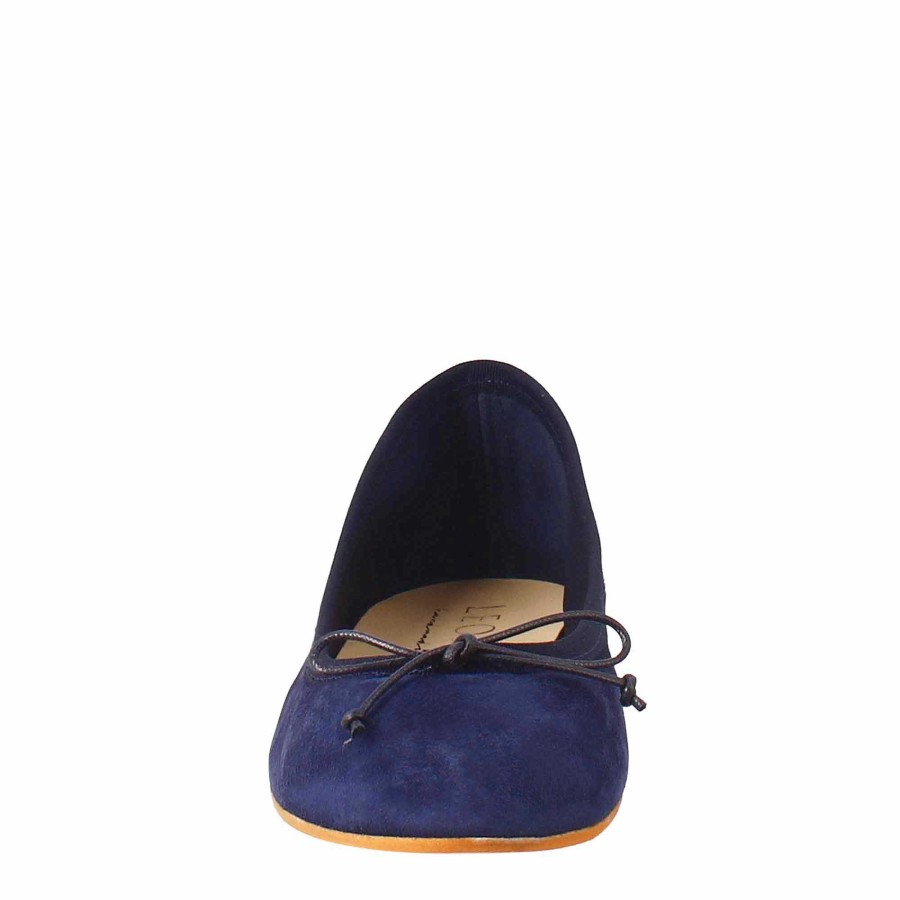 Leonardo Lightweight Unlined Blue Suede Women'S Ballet Flats