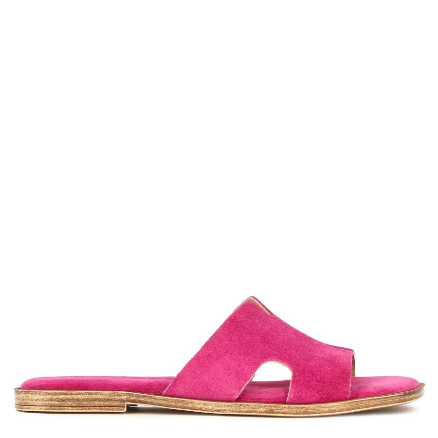 Leonardo Women'S Pink Suede Slippers