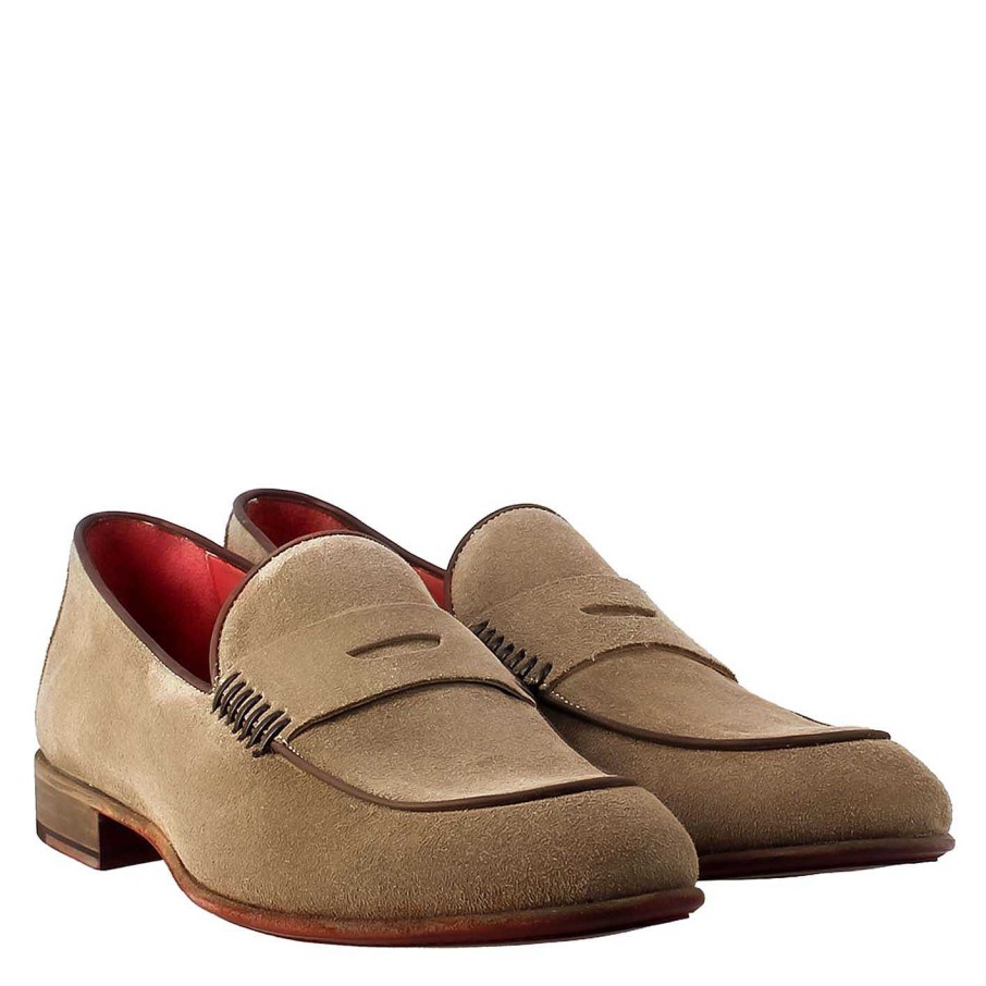 Leonardo Elegant Gray Men'S Loafer In Suede