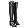 Leonardo Women'S Over-The-Knee Boot With High Heel In Black Leather