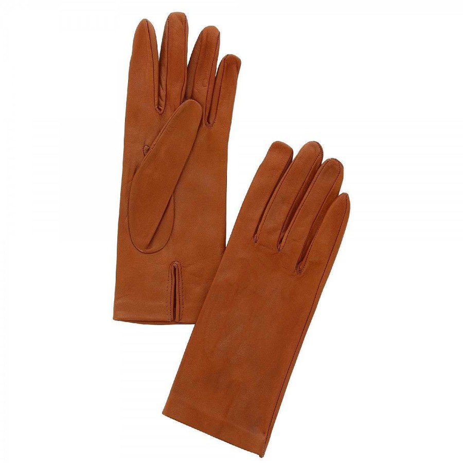 Leonardo Classic Handmade Women'S Gloves In Brown Nappa