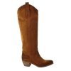 Leonardo Unlined Women'S Texan Boots In Brown Suede.