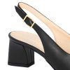 Leonardo Women'S Slingback Decollete In Black Leather With Medium Heel