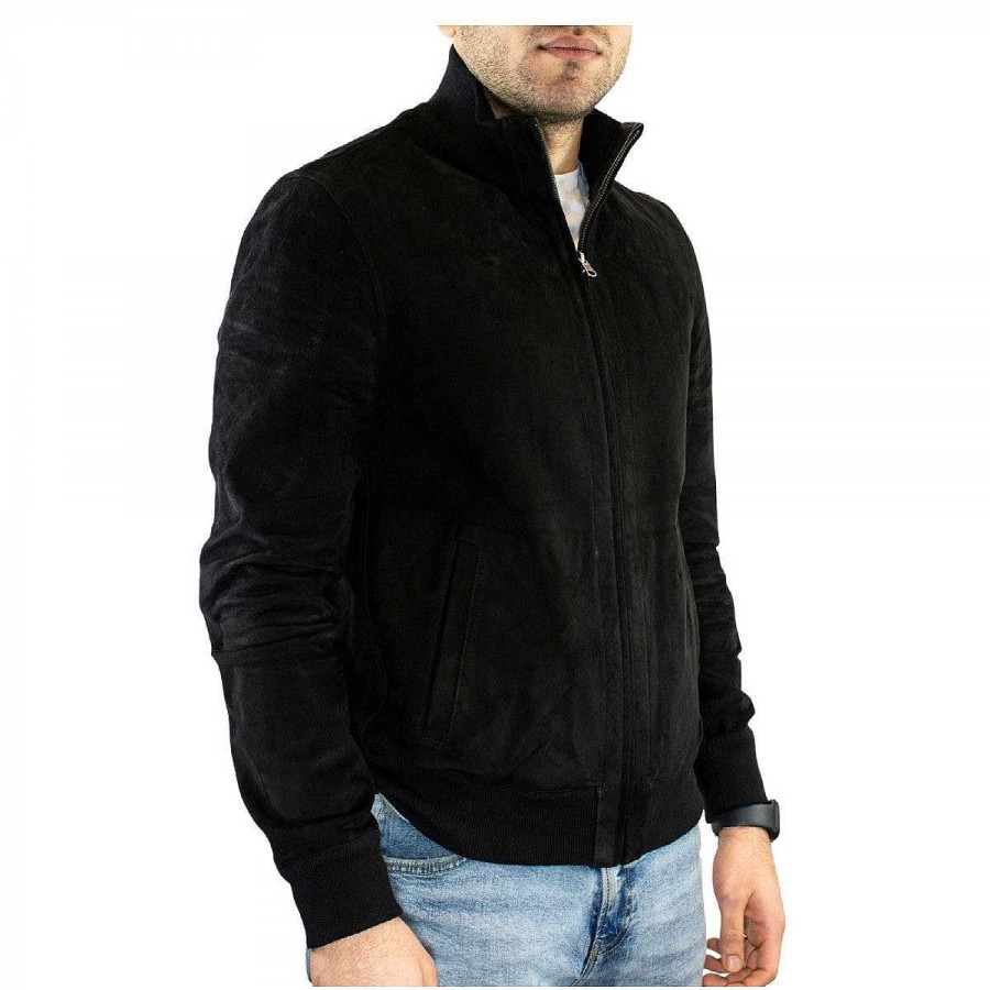 Leonardo Handmade Men'S Reversible Jacket In Black Reindeer And Lambskin