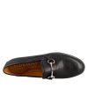 Leonardo Women'S Black Leather Moccasin With Gold Clamp