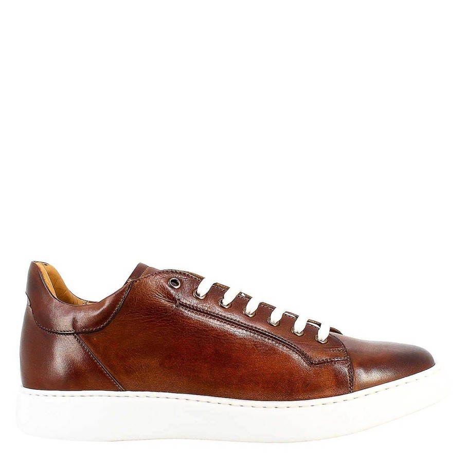 Leonardo Elegant Brown Men'S Sneaker In Smooth Leather