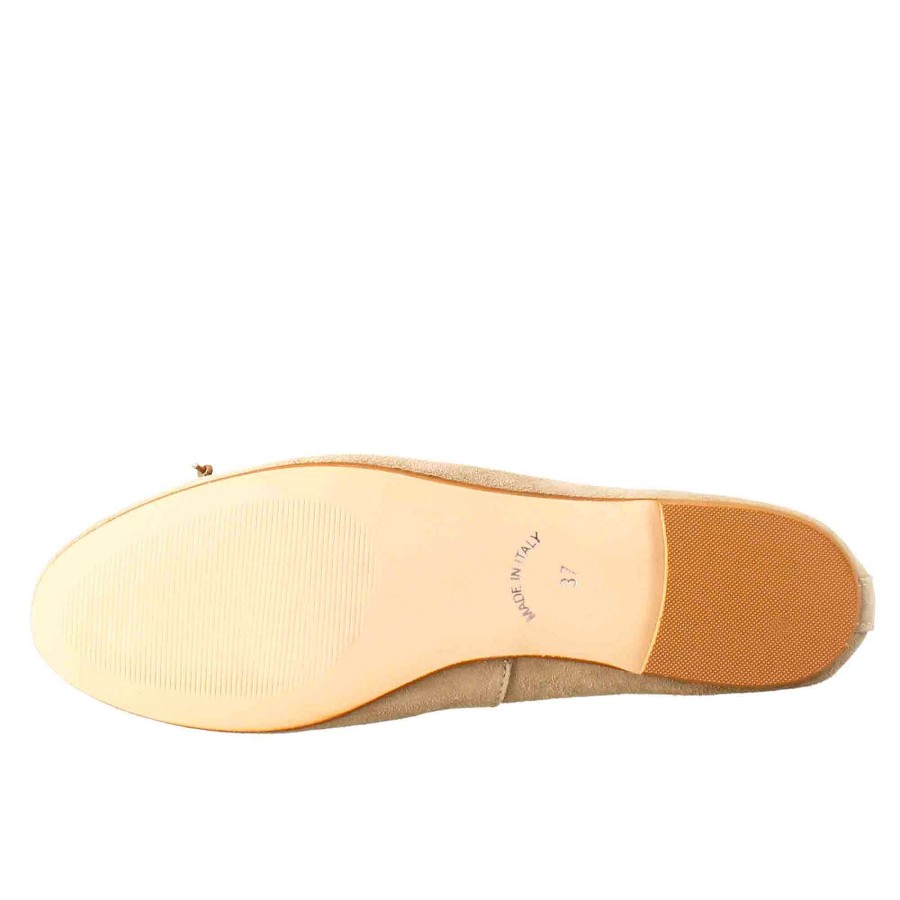 Leonardo Lightweight Unlined Taupe Suede Women'S Ballet Flats