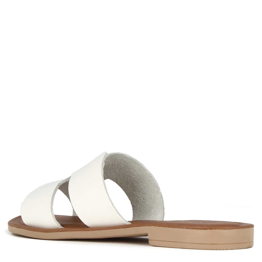 Leonardo Women'S Slippers In White And Brown Leather