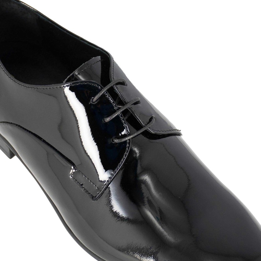 Leonardo Elegant Men'S Derby In Shiny Black Leather