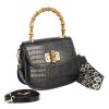 Leonardo Handcrafted Women'S Handbag In Black Leather With Removable Shoulder Strap