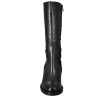 Leonardo Women'S Calf-High Diver Boot With Heel In Black Washed Leather