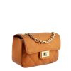 Leonardo Vanity Shoulder Bag In Brown Quilted Leather