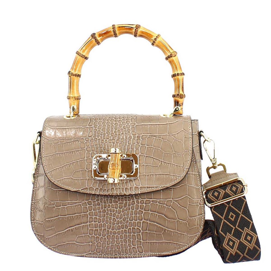 Leonardo Handcrafted Women'S Handbag In Beige Leather With Removable Shoulder Strap