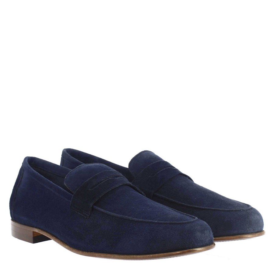 Leonardo Blue Pocket Moccasin For Men In Suede