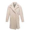 Leonardo Beige Women'S Long Sheepskin Coat With Buttons