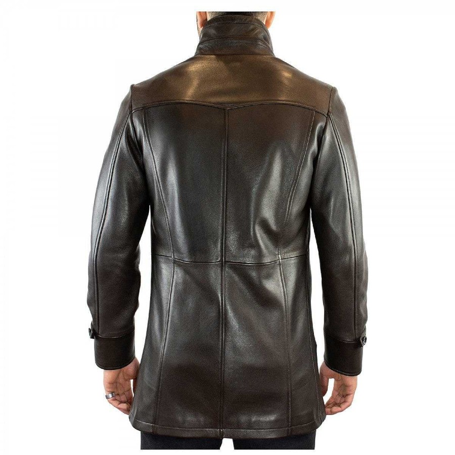 Leonardo Rodrigo Men'S Formal Jacket Handmade In Dark Brown Lambskin