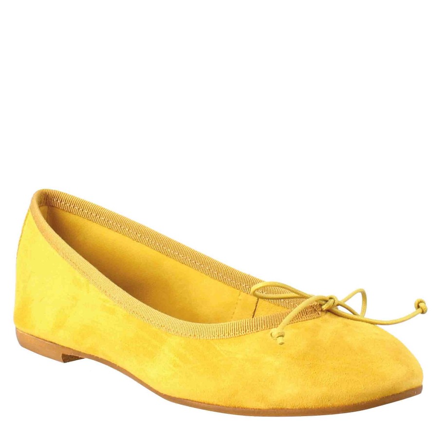 Leonardo Lightweight Unlined Yellow Suede Women'S Ballet Flats