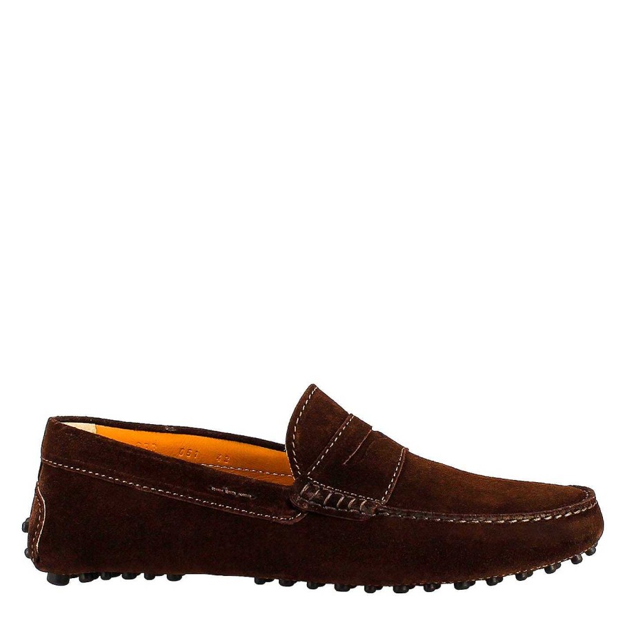 Leonardo Dark Brown Lined Men'S Moccasin In Suede