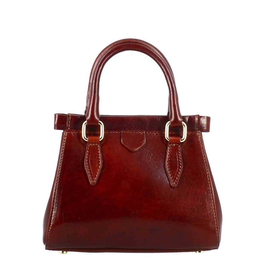 Leonardo Fiorenza Leather Handbag With Removable Brown Shoulder Strap