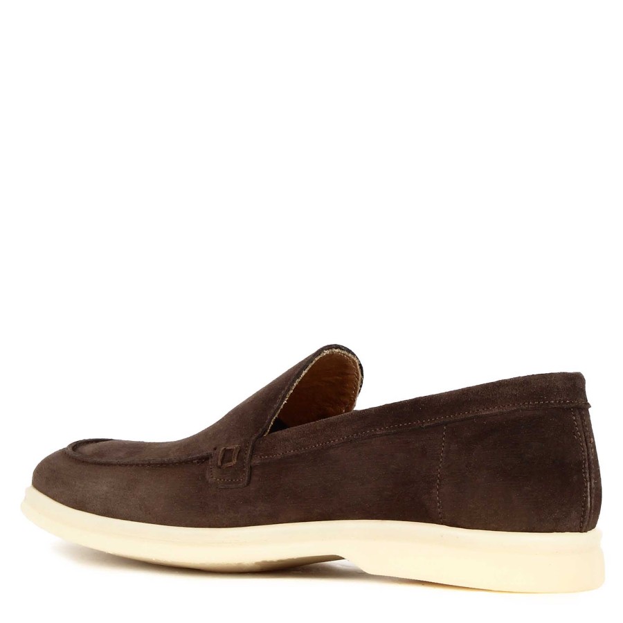 Leonardo Casual Men'S Moccasin In Dark Brown Suede