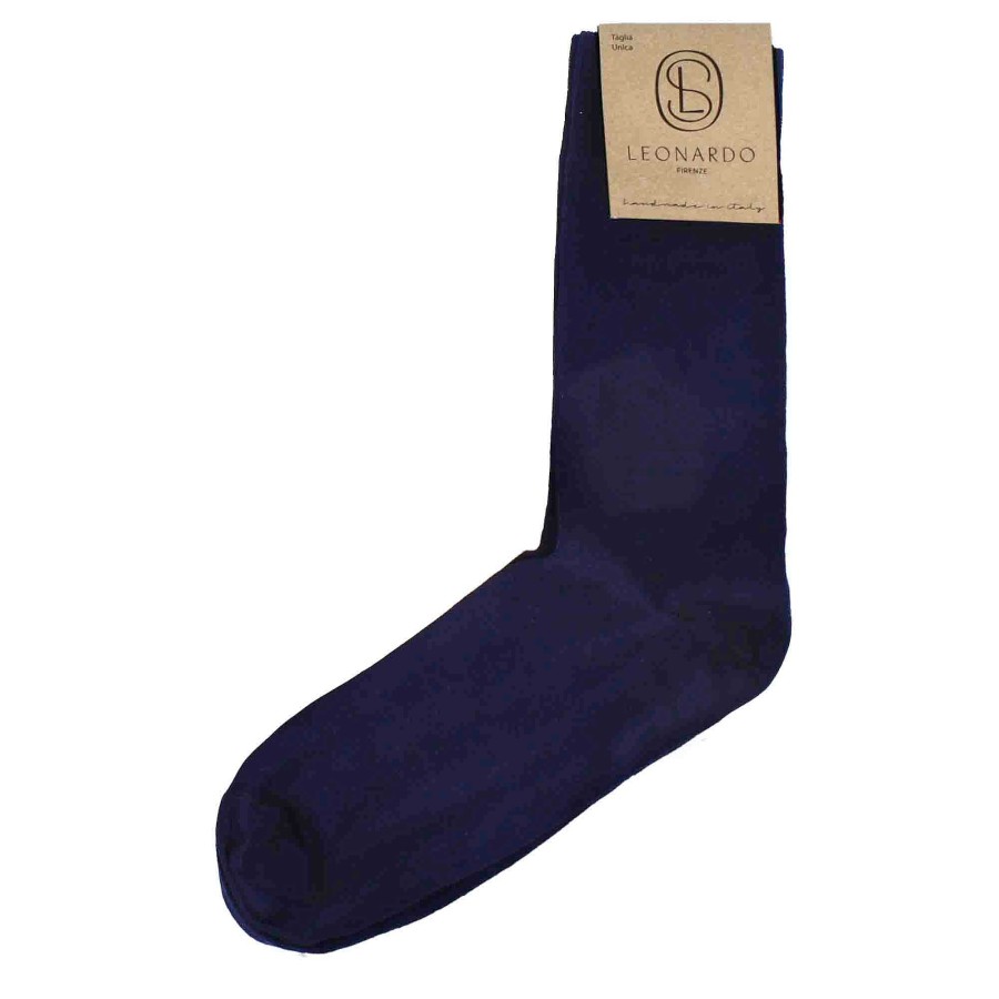 Leonardo Men'S Socks In Solid Blue Cotton