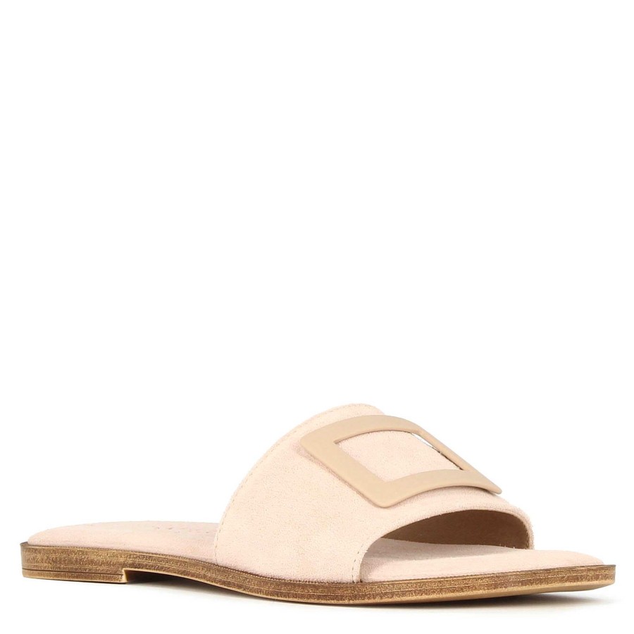 Leonardo Suede Women'S Slippers With Beige Band