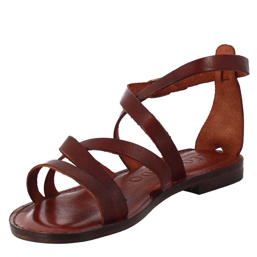 Leonardo Sinfonia Women'S Ancient Roman Style Sandals In Brown Leather