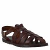 Leonardo Handmade Men'S Franciscan Sandals In Brown Leather With Ankle Strap