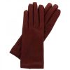 Leonardo Classic Handmade Women'S Gloves In Burgundy Nappa Leather Lined With Cashmere