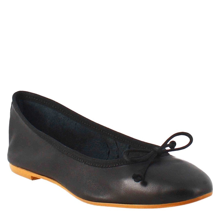 Leonardo Lightweight Black Women'S Ballet Flats In Smooth Leather