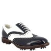 Leonardo Two-Tone White And Blue Women'S Golf Shoes In Leather