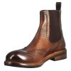 Leonardo Men'S Candy Chelsea Boot In Washed Leather In Dark Tan Colour