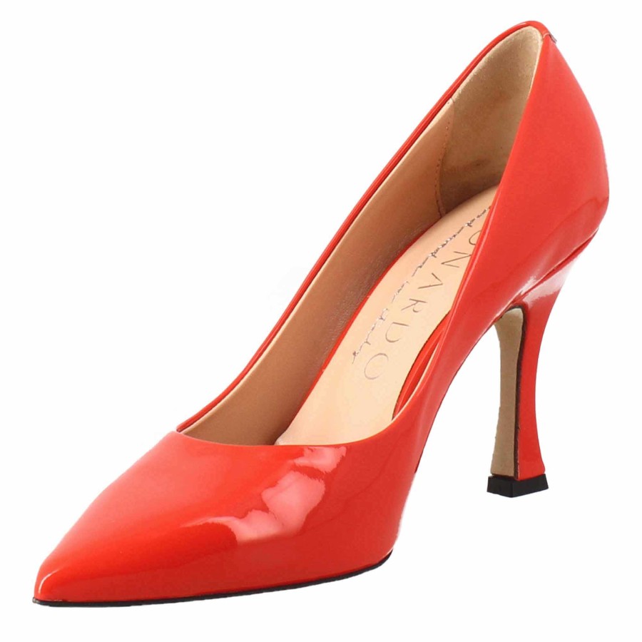 Leonardo Women'S Pointed Pumps In Red Patent Leather