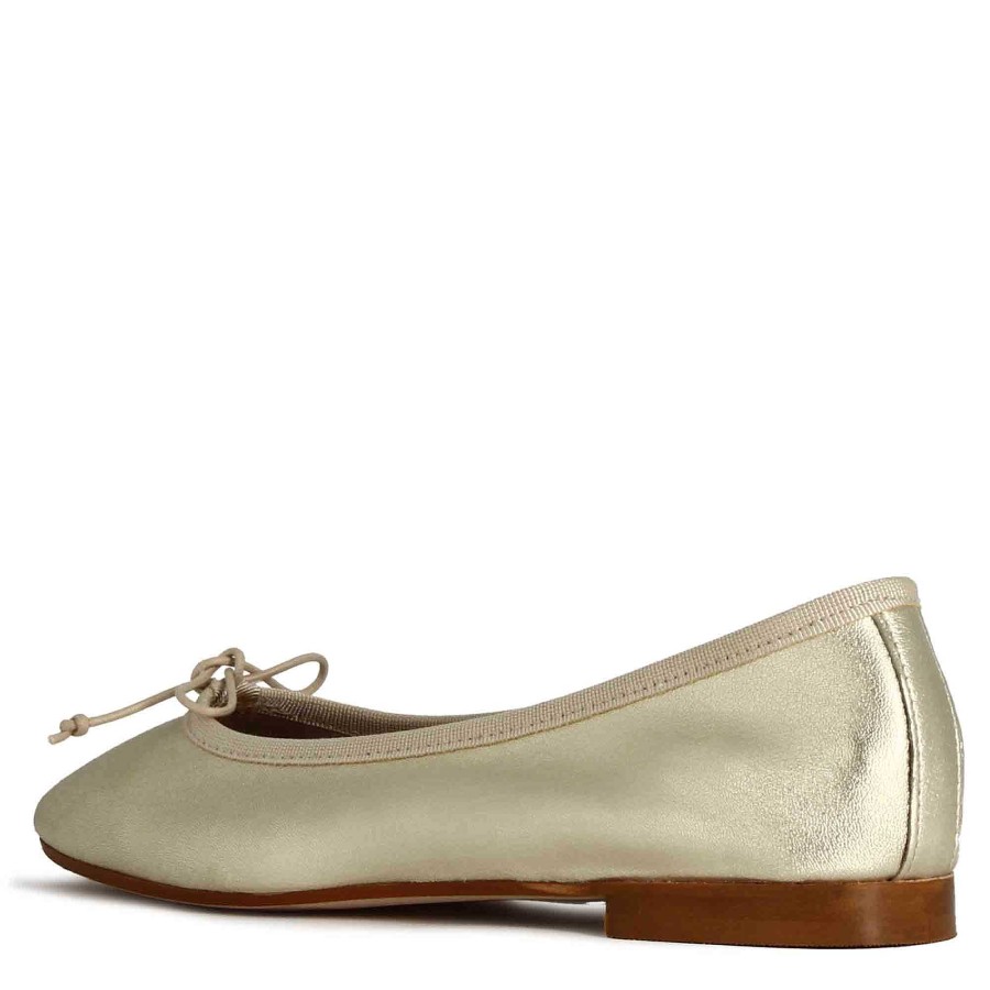 Leonardo Classic Women'S Ballet Flat In Gold-Coloured Laminated Leather