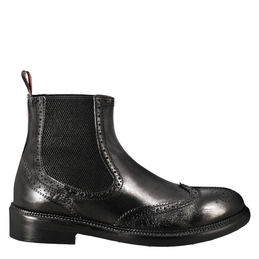 Leonardo Men'S Candy Chelsea Boot In Black Washed Leather