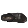 Leonardo Dark Brown Men'S Leather Sandals Open At The Back