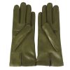 Leonardo Women'S Glove In Smooth Green Leather With Cashmere Lining