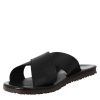 Leonardo Handmade Men'S Slipper Sandals With Crossed Bands In Black Leather