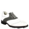 Leonardo Classic Handcrafted Women'S Golf Shoes In Gray White Leather