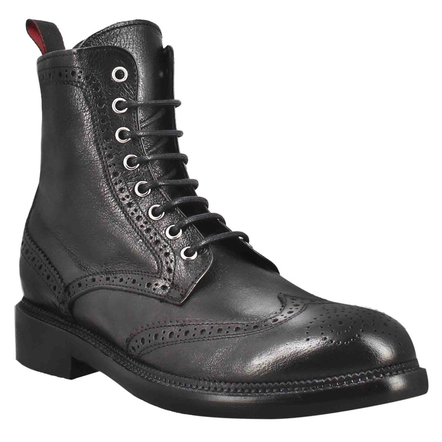 Leonardo Candy Amphibians For Men In Black Washed Leather