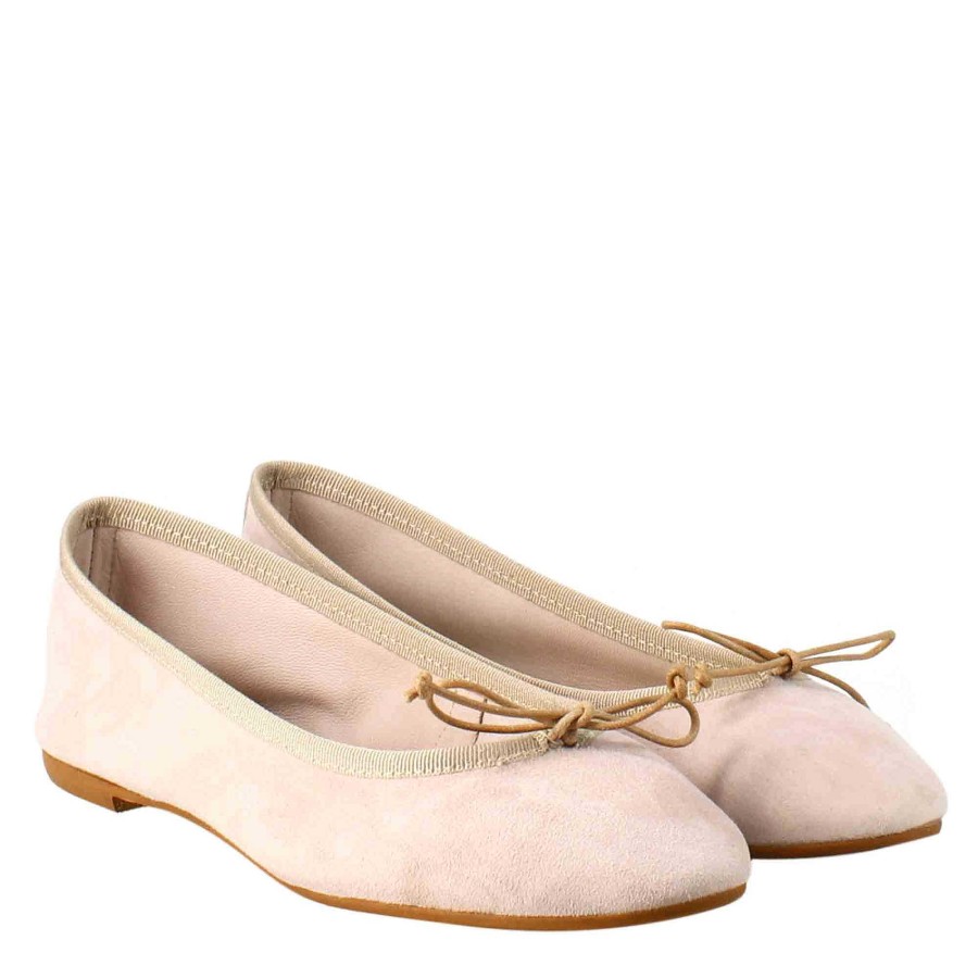 Leonardo Lightweight Unlined Pink Suede Women'S Ballet Flats