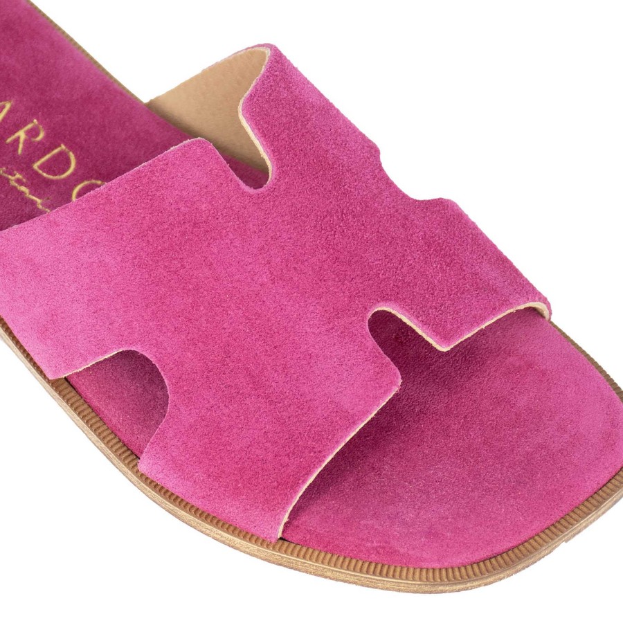 Leonardo Women'S Pink Suede Slippers