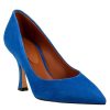 Leonardo Women'S Pointed Pumps In Light Blue Suede Leather