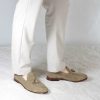 Leonardo Handmade Suede Moccasin With Beige Tassels