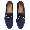 Leonardo Men'S Moccasin In Blue Suede With Silver-Coloured Clamp