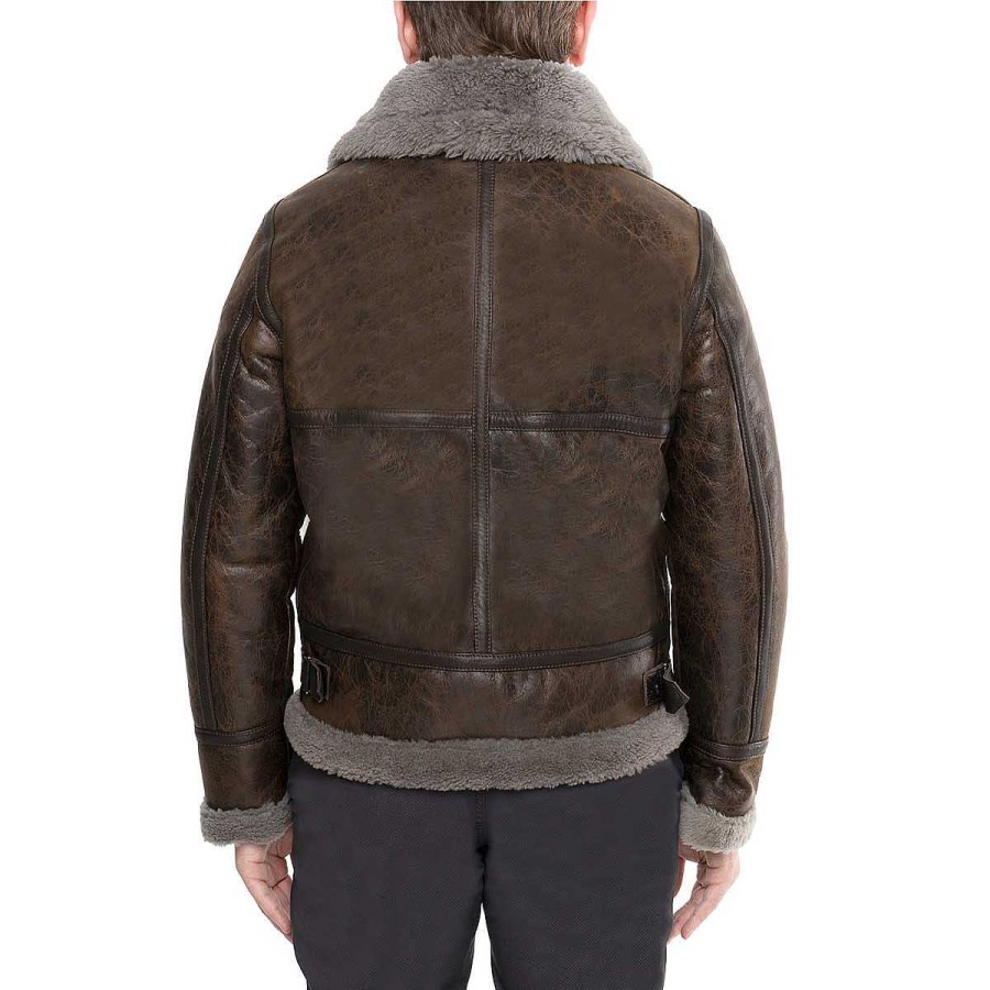 Leonardo Men'S Dark Brown Sheepskin Jacket