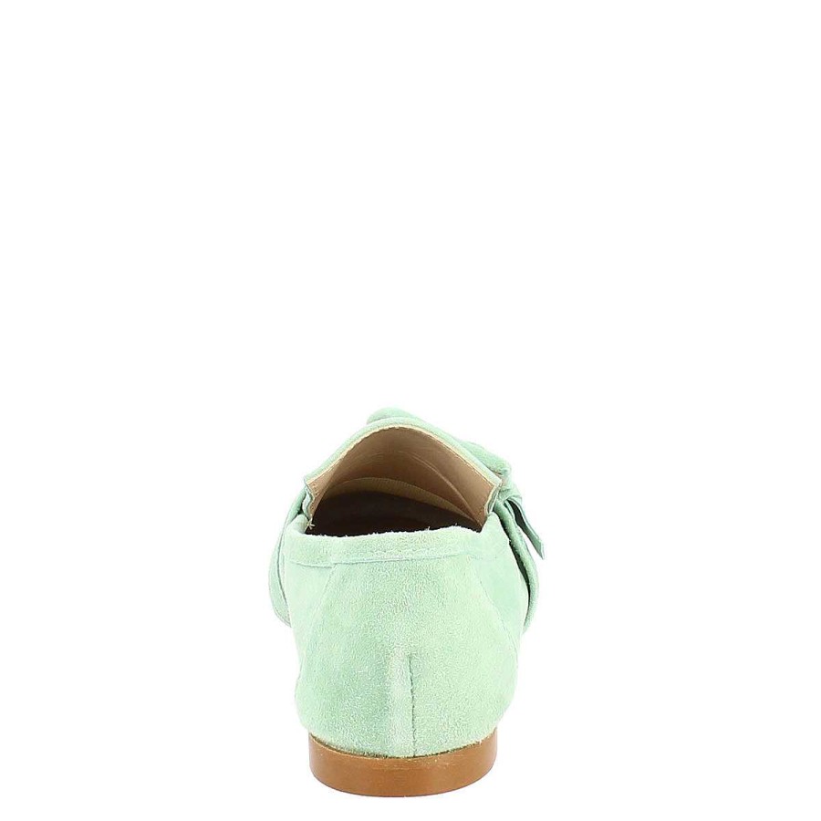 Leonardo Women'S Mint Suede Moccasin.