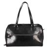 Leonardo Black Leather Travel Bags With Handles And Removable Shoulder Strap